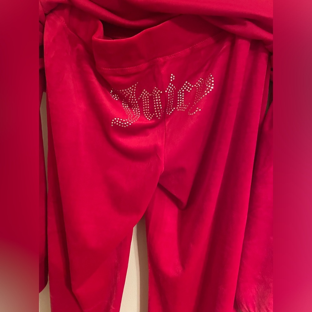 NWT- Juicy Couture Womens Red Party Velour Tracksuit Set Medium Rhinestone - Picture 6 of 14